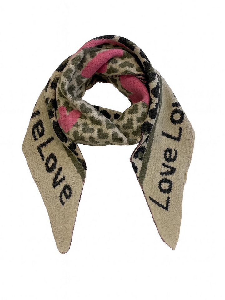 Faera Modeschal Animal Love Dreieckstuch elastischer Strick Leo Muster, 8149 in Grün von Faera