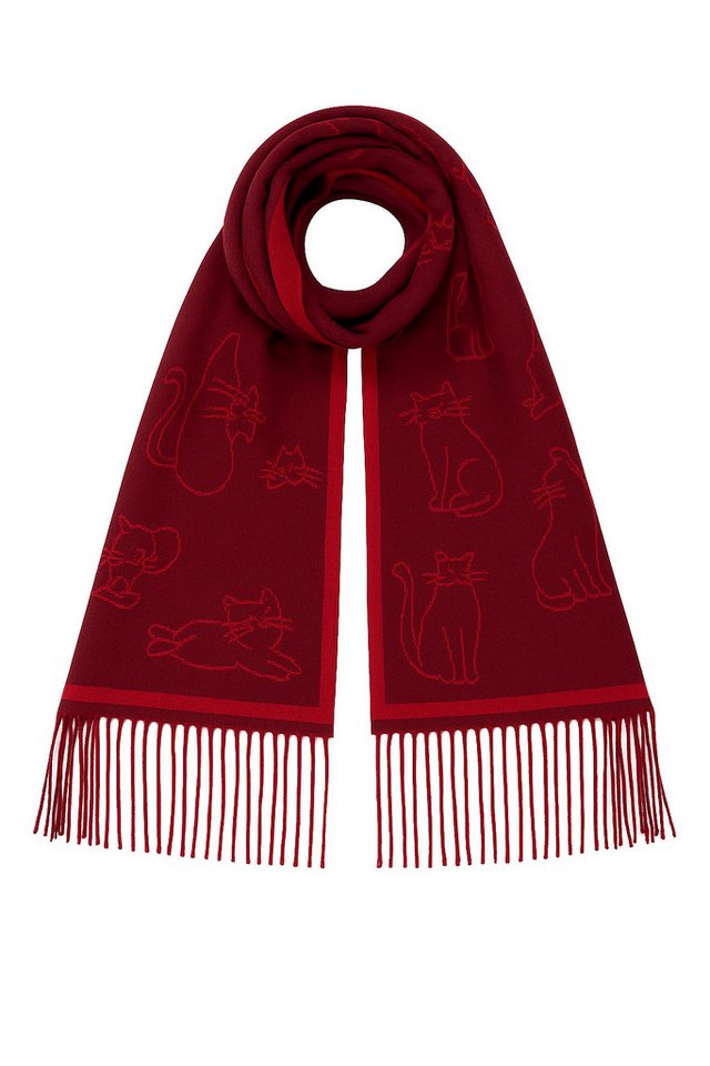 Faera Modeschal Katzenmuster mit Fransen, (1-St), 9433 in Bordeaux von Faera