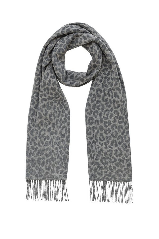Faera Modeschal Leopardenmuster weicher Griff mit Fransen leicht wärmend, (1-St), 9464 in Anthrazit von Faera