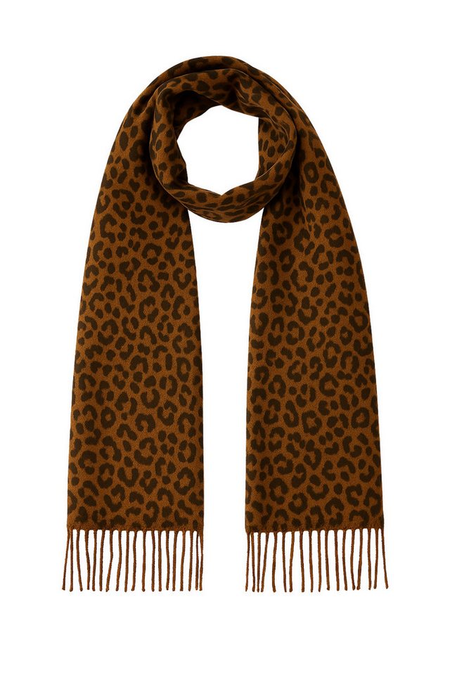 Faera Modeschal Leopardenmuster weicher Griff mit Fransen leicht wärmend, (1-St), 9464 in Braun von Faera