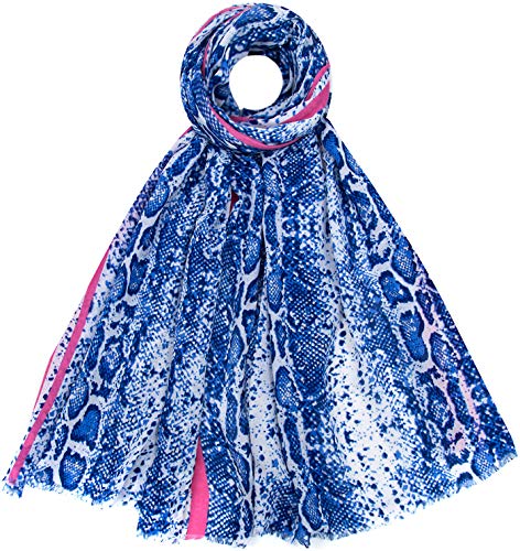 Faera Damen Schal mit Schlangenmuster weich und leicht Schlange Einheitsgröße in verschiedenen Farben, SCHAL Farbe:Blau von Faera
