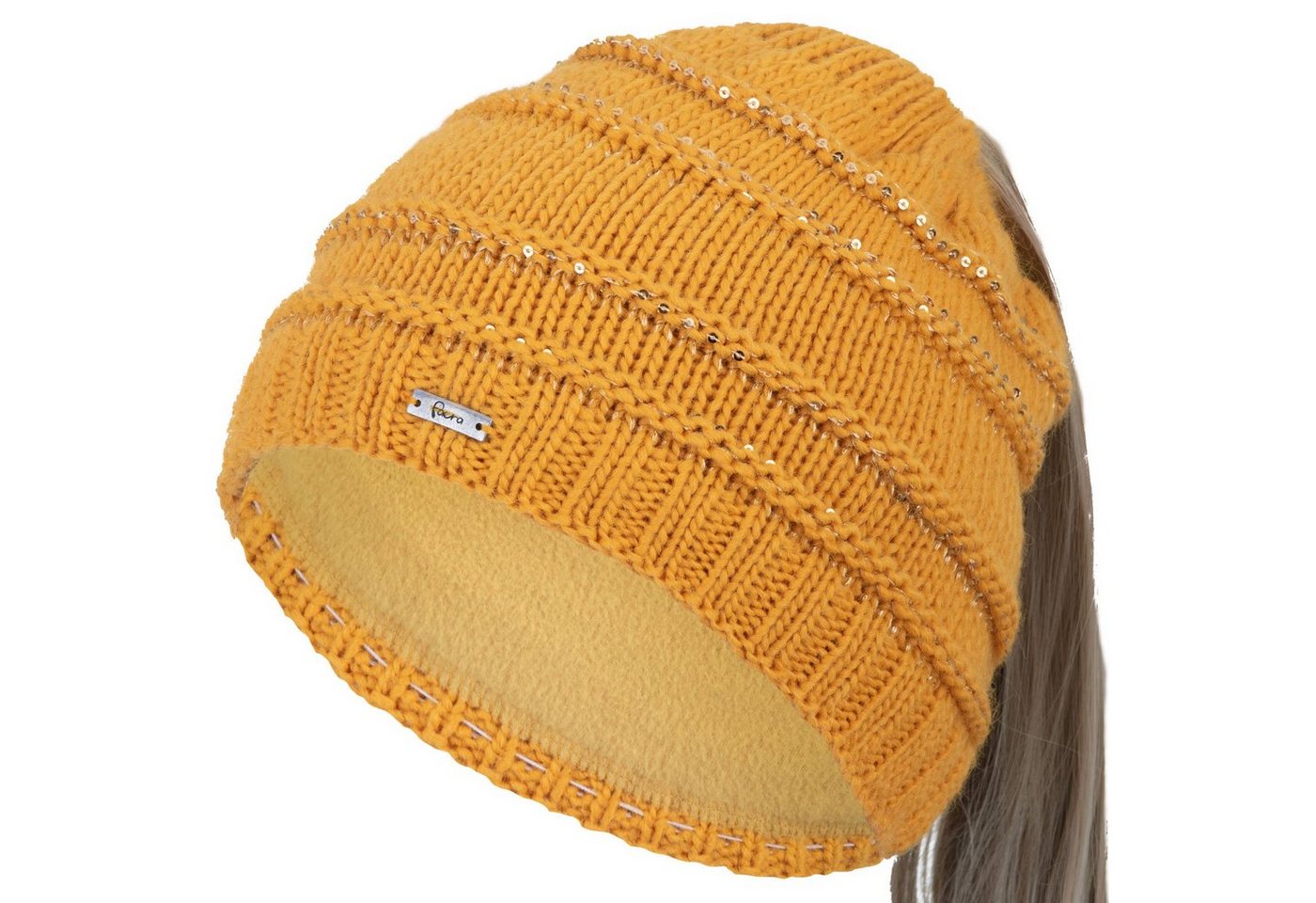 Faera Strickmütze (1-St) Damen Zopf Wintermütze Zopfloch Loch Strickmütze Beanie Mütze von Faera