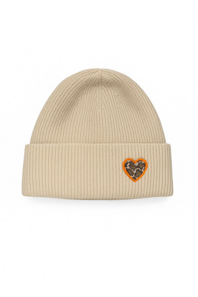 Faera Strickmütze Gerippte warme Mütze mit Herz Patch (1-St., modisch) 620226_Mütze von Faera
