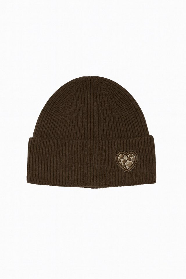 Faera Strickmütze Gerippte warme Mütze mit Herz Patch (1-St., modisch) 620226_Mütze von Faera