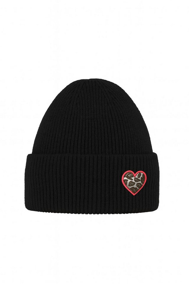 Faera Strickmütze Gerippte warme Mütze mit Herz Patch (1-St., modisch) 620226_Mütze von Faera