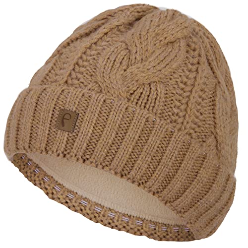 Faera Wintermütze Mütze Damen Beanie Mädchen Zopfmuster Grobstrick Strickmütze Herren Unisex 80, Farbe:Braun von Faera