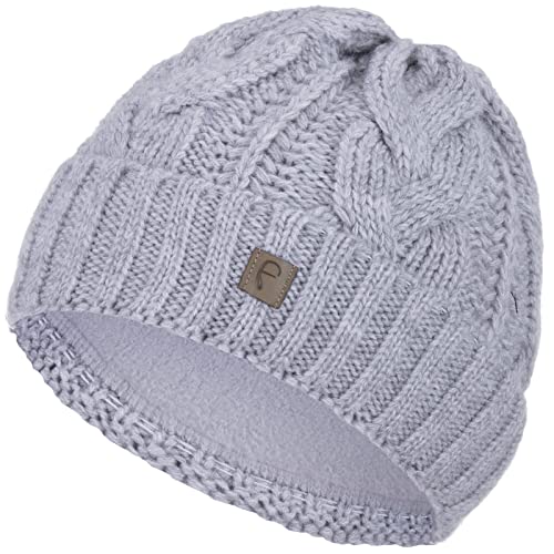 Faera Wintermütze Mütze Damen Beanie Mädchen Zopfmuster Grobstrick Strickmütze Herren Unisex 80, Farbe:Hellgrau von Faera