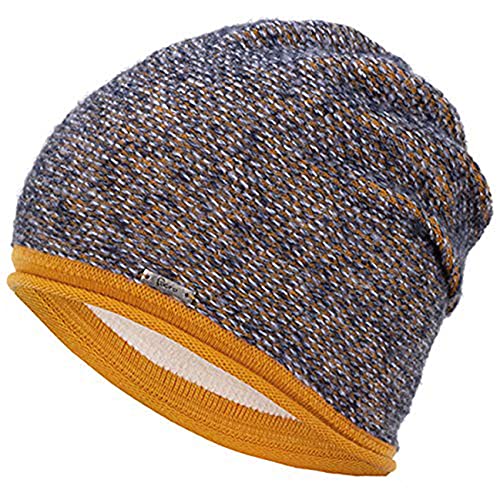 Faera Wintermütze Mütze Damen Beanie Mädchen warm gefüttert Haube Fleecefutter Winter Strickmütze Herren One-Size 32, Farbe:Jeansblau von Faera