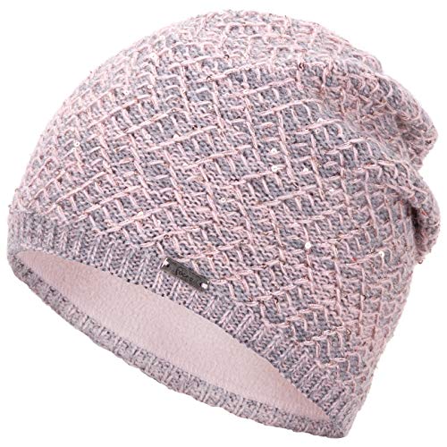 Faera Wintermütze Mütze Damen Pailletten warm gefüttert Wintermütze Mädchen Frauen Fleecefutter Winter Strickmütze Beanie, Farbe:Rose von Faera