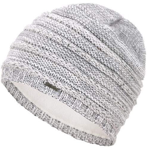 Faera Wintermütze warm gefütterte Winter-Mütze Fleece-Futter Winter Strick-Mütze Beanie-Mütze Damen Herren One-Size, Farbe:Warm Grau von Faera