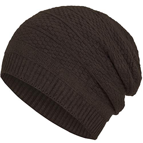 Faera warm gefütterte Beanie Wintermütze Strick-Mütze Fleece-Futter Herren Damen Mütze Haube Einheitsgröße, Farbe:Braun von Faera