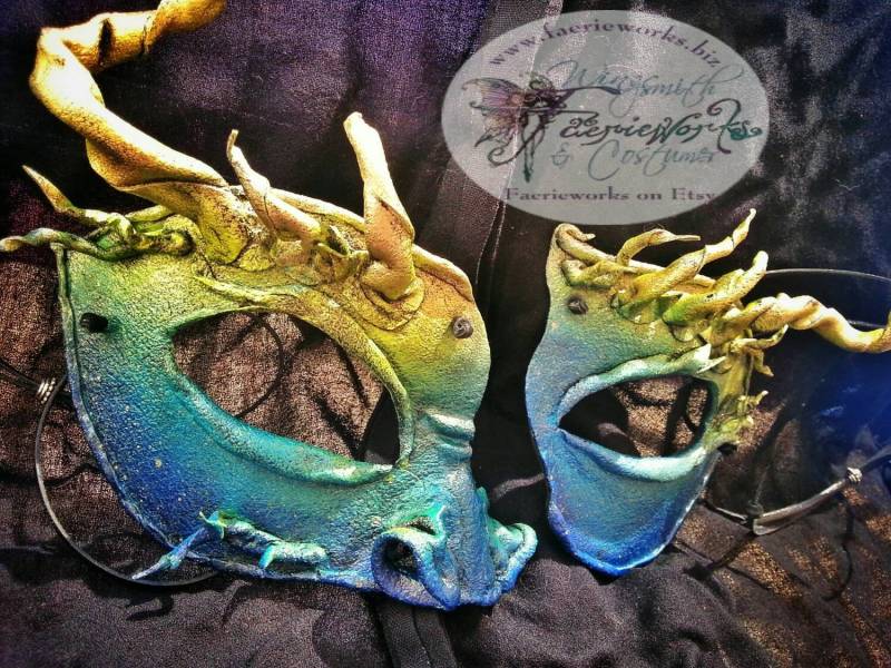Drachen Maske Seedrache Halbmaske Paare Masken Kostüm Larp Cosplay Fair Festival Faerieworks von Faerieworks