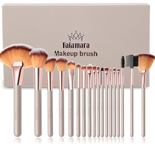 Make-up-Pinsel-Set, 18 Stück, hochwertige synthetische Borsten, Kabuki-Foundation-Pinsel, Gesicht, Lippen, Augen, für Basis-Make-up, mit Champagner-Gold, Augenbrauen, Eyeliner-Kontur Make-up-Pinsel-Set, 18 Stück, hochwertige synthetische Borsten, Kabuki-Foundation-Pinsel, Gesicht, Lippen, Augen, für Basis-Make-up, mit Champagner-Gold, Augenbrauen, Eyeliner-Kontur von Fafamara