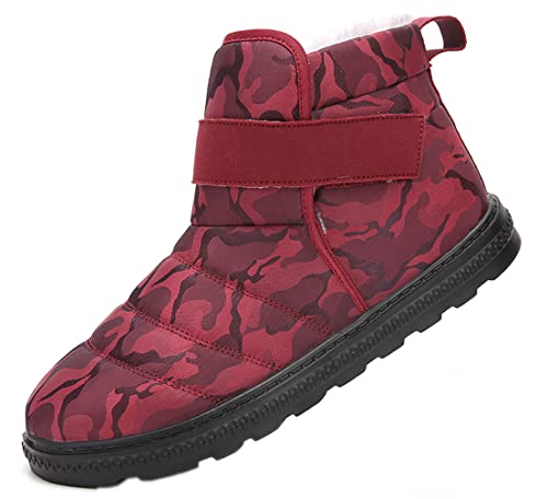 Herren Damen Winterstiefel Kurze Schneestiefel Warm Gefütterte Stiefeletten Wasserdicht Outdoor Trekking Wanderschuhe mit Klettverschluss von Fafazhu