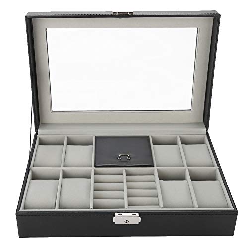 Fafeicy 8Slot PU Leder Uhrenkoffer, Schmuck -Display -Box mit Klarem Deckel, Kompakter Uhrenerhalter für Männer Frauen, Reisespeicherlösung von Fafeicy
