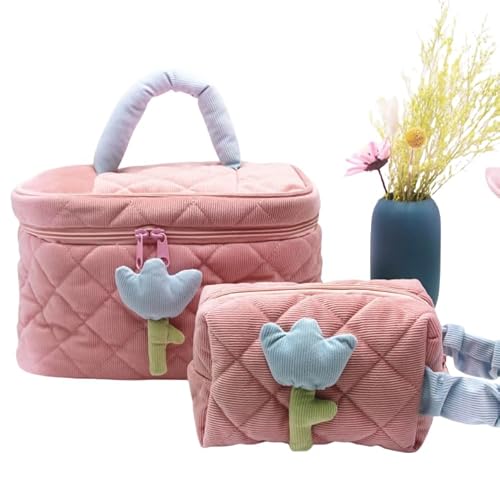 Fafeicy Netter Cord -Tulip -Kosmetiktasche Reißverschluss Design Tragbarer Toilettenlager, Weiches Material für Mädchen (#3) von Fafeicy