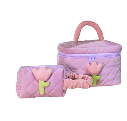 Fafeicy Netter Cord -Tulip -Kosmetiktasche Reißverschluss Design Tragbarer Toilettenlager, Weiches Material für Mädchen (#4) von Fafeicy