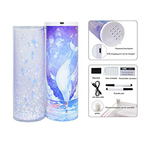 Treibsand-Federmäppchen, Magnetverschluss, Exquisite Intelligente Passwort-Bleistiftbox mit Taschenrechner, Langlebig für Kinder, Multikinetische Bleistiftbox, Mehr Stauraum von Fafeicy