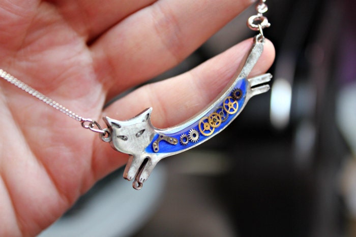 steampunk Katze Halskette Vintage-Uhr-Dampf-Punk Cosplay Uhr Mechanismus Vintage Bewegung Kette Punk Schmuck steampunk Katze Halskette Vintage-Uhr-Dampf-Punk Cosplay Uhr Mechanismus Vintage Bewegung Kette Punk Schmuck von FafirochkaStudio