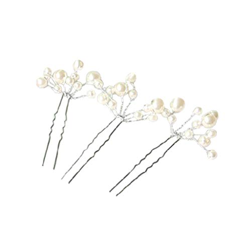 Faguo Frauen Braut Hochzeit Haar Stick Imitation Perle Kirsche Perlen Blumen Haarnadel Metalllegierung Dekorative U-Seite Kamm Pin Haarspangen von Fagu