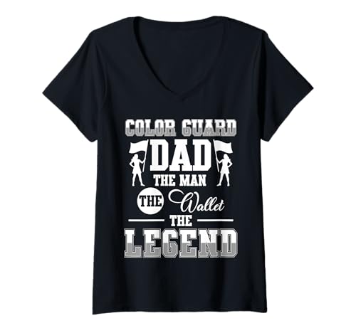 Damen Color Guard Dad The Man The Walled The Legend Fathers Day T-Shirt mit V-Ausschnitt von Fahnenschwinger Design Color Guard