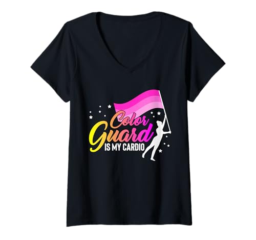 Damen Color Guard Flag Is My Cardio T-Shirt mit V-Ausschnitt von Fahnenschwinger Designs Color Guard Idee