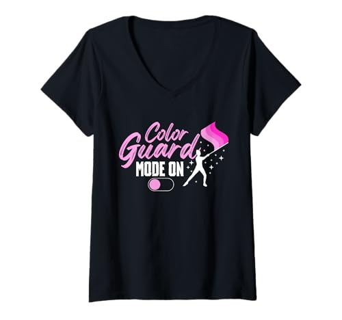 Damen Color Guard Mode On Flag T-Shirt mit V-Ausschnitt von Fahnenschwinger Designs Color Guard Idee