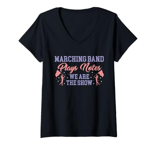 Damen Marching Band Plays Notes Color Guard Flag T-Shirt mit V-Ausschnitt von Fahnenschwinger Designs Color Guard Idee