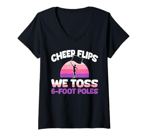 Damen Cheer Flips We Toss 6 Foot Poles Color Guard Flag T-Shirt mit V-Ausschnitt Damen Cheer Flips We Toss 6 Foot Poles Color Guard Flag T-Shirt mit V-Ausschnitt von Fahnenschwinger Designs Color Guard Ideen