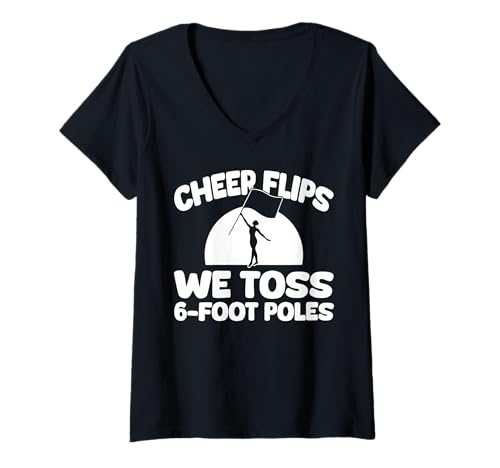 Damen Cheer Flips We Toss 6 Foot Poles Color Guard Flag T-Shirt mit V-Ausschnitt Damen Cheer Flips We Toss 6 Foot Poles Color Guard Flag T-Shirt mit V-Ausschnitt von Fahnenschwinger Designs Color Guard Ideen