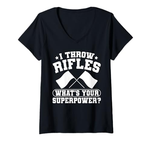 Damen I Throw Rifles Whats Your Superpower? Color Guard T-Shirt mit V-Ausschnitt Damen I Throw Rifles Whats Your Superpower? Color Guard T-Shirt mit V-Ausschnitt von Fahnenschwinger Designs Color Guard Ideen