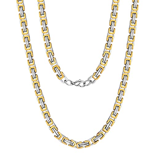 Fahonie 5 mm Königskette für Herren und Damen, 316L Edelstahl mit 18 Karat IP-Gold/schwarz plattiert, Herren-Halskette, 61 cm, Edelstahl, Kein Edelstein Fahonie 5 mm Königskette für Herren und Damen, 316L Edelstahl mit 18 Karat IP-Gold/schwarz plattiert, Herren-Halskette, 61 cm, Edelstahl, Kein Edelstein von Fahonie