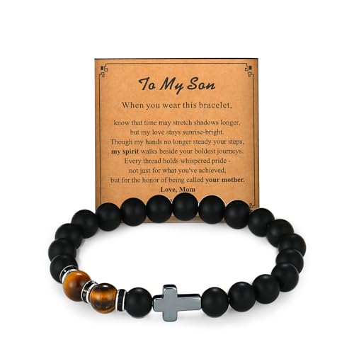 Fahonie Herren-Armband mit Kreuzperlen, schwarze Onyx-Perlen, Kreuz-Charm-Armband, Glaube, religiös, christlich, Weihnachtsschmuck, Geschenk für Männer, Brüder und Söhne, ideales Geschenk, Stein Fahonie Herren-Armband mit Kreuzperlen, schwarze Onyx-Perlen, Kreuz-Charm-Armband, Glaube, religiös, christlich, Weihnachtsschmuck, Geschenk für Männer, Brüder und Söhne, ideales Geschenk, Stein von Fahonie