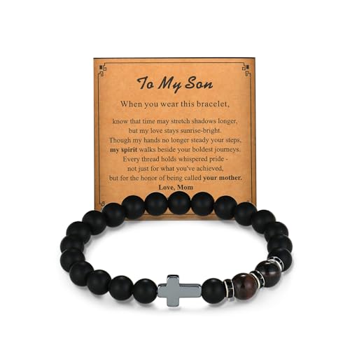 Fahonie Herren-Armband mit Kreuzperlen, schwarze Onyx-Perlen, Kreuz-Charm-Armband, Glaube, religiös, christlich, Weihnachtsschmuck, Geschenk für Männer, Brüder und Söhne, ideales Geschenk, Stein Fahonie Herren-Armband mit Kreuzperlen, schwarze Onyx-Perlen, Kreuz-Charm-Armband, Glaube, religiös, christlich, Weihnachtsschmuck, Geschenk für Männer, Brüder und Söhne, ideales Geschenk, Stein von Fahonie
