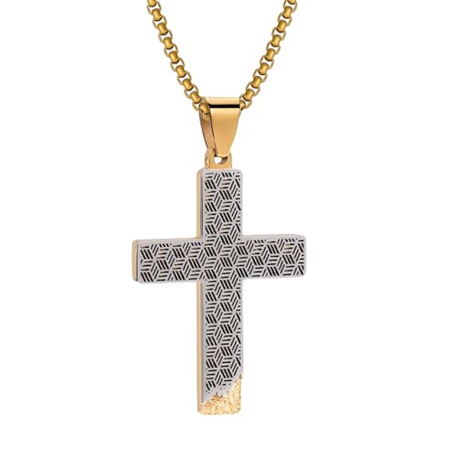 Fahonie Herren-Halskette mit Kreuz-Anhänger aus Edelstahl, Jesus, Christus, Punk, Hip-Hop-Stil, religiöses Geschenk für Männer, Freund, Edelstahl, Zirkonia Fahonie Herren-Halskette mit Kreuz-Anhänger aus Edelstahl, Jesus, Christus, Punk, Hip-Hop-Stil, religiöses Geschenk für Männer, Freund, Edelstahl, Zirkonia von Fahonie