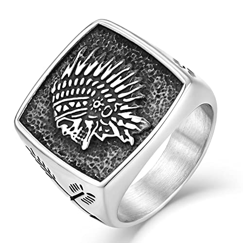 Fahonie Indianer-Totem-Ring für Herren, 316L-Edelstahl, Punk-Ring, Edelstahl, Kein Edelstein Fahonie Indianer-Totem-Ring für Herren, 316L-Edelstahl, Punk-Ring, Edelstahl, Kein Edelstein von Fahonie