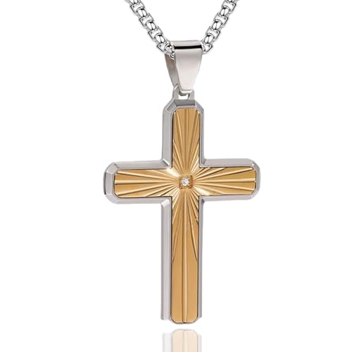Fahonie Kreuz-Halskette für Herren, Jesus Christus, Kreuz-Anhänger, Charm, Punk, Hip-Hop-Stil, Schmuck, religiöses Geschenk für Männer, Freund, Edelstahl, Zirkonia Fahonie Kreuz-Halskette für Herren, Jesus Christus, Kreuz-Anhänger, Charm, Punk, Hip-Hop-Stil, Schmuck, religiöses Geschenk für Männer, Freund, Edelstahl, Zirkonia von Fahonie