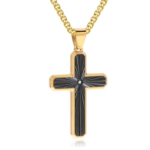 Fahonie Kreuz-Halskette für Herren, Jesus Christus, Kreuz-Anhänger, Charm, Punk, Hip-Hop-Stil, Schmuck, religiöses Geschenk für Männer, Freund, Edelstahl, Zirkonia Fahonie Kreuz-Halskette für Herren, Jesus Christus, Kreuz-Anhänger, Charm, Punk, Hip-Hop-Stil, Schmuck, religiöses Geschenk für Männer, Freund, Edelstahl, Zirkonia von Fahonie