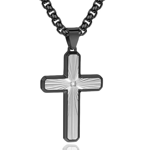 Fahonie Kreuz-Halskette für Herren, Jesus Christus, Kreuz-Anhänger, Charm, Punk, Hip-Hop-Stil, Schmuck, religiöses Geschenk für Männer, Freund, Edelstahl, Zirkonia Fahonie Kreuz-Halskette für Herren, Jesus Christus, Kreuz-Anhänger, Charm, Punk, Hip-Hop-Stil, Schmuck, religiöses Geschenk für Männer, Freund, Edelstahl, Zirkonia von Fahonie