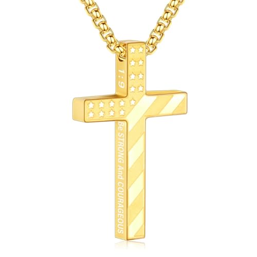 Fahonie Kreuz-Halskette für Herren – religiöser Edelstahl-Kettenanhänger, Geschenk zur Konfirmation, Bibelvers-Schmuck für Männer, Edelstahl, Zirkonia Fahonie Kreuz-Halskette für Herren – religiöser Edelstahl-Kettenanhänger, Geschenk zur Konfirmation, Bibelvers-Schmuck für Männer, Edelstahl, Zirkonia von Fahonie