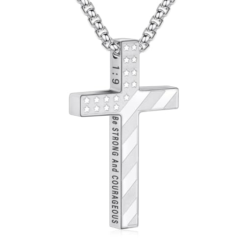 Fahonie Kreuz-Halskette für Herren – religiöser Edelstahl-Kettenanhänger, Geschenk zur Konfirmation, Bibelvers-Schmuck für Männer, Edelstahl, Zirkonia Fahonie Kreuz-Halskette für Herren – religiöser Edelstahl-Kettenanhänger, Geschenk zur Konfirmation, Bibelvers-Schmuck für Männer, Edelstahl, Zirkonia von Fahonie