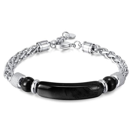 Fahonie Tigeraugen-Stein-Armband für Männer und Frauen, verstellbare Edelstahlkette, 8.9in, Edelstahl, Tigerauge Fahonie Tigeraugen-Stein-Armband für Männer und Frauen, verstellbare Edelstahlkette, 8.9in, Edelstahl, Tigerauge von Fahonie