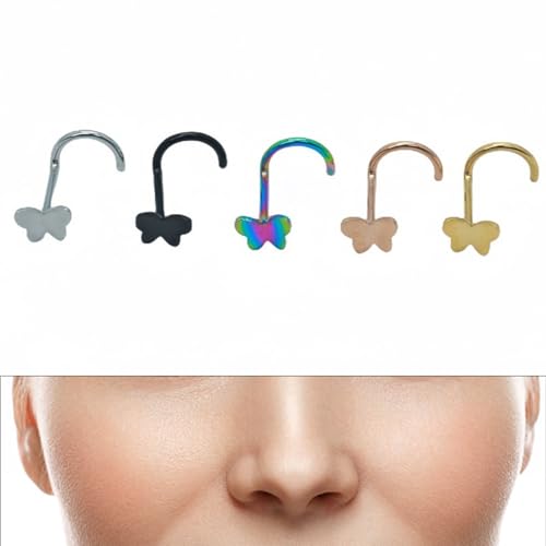 10 Pcs Butterfly Geformte Edelstahlnasenschstene Modetragusringe Knorpelohr Piercing Schmuck Für Frauen Mädchen Edelstahl Schmetterling Nasenstecker von Fahoujs