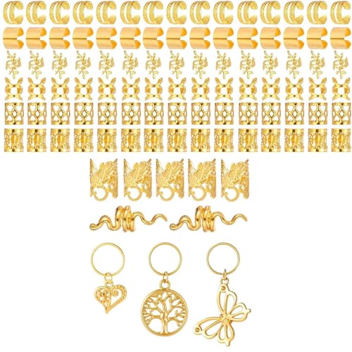 100pcs Gold Metall Haardekoration Stylische Ringe Und Manschetten Für Zöpfe Und Dreadlocks Haarakesorien Verbessern Jeden Look von Fahoujs