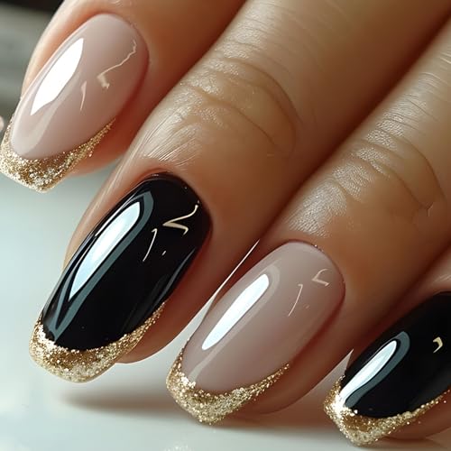 24 PCs Medien Sarg False Nails Vollbezüge Kleben Auf Einfacher Presse Auf Französischer Spitze Acryl Für Frauen von Fahoujs