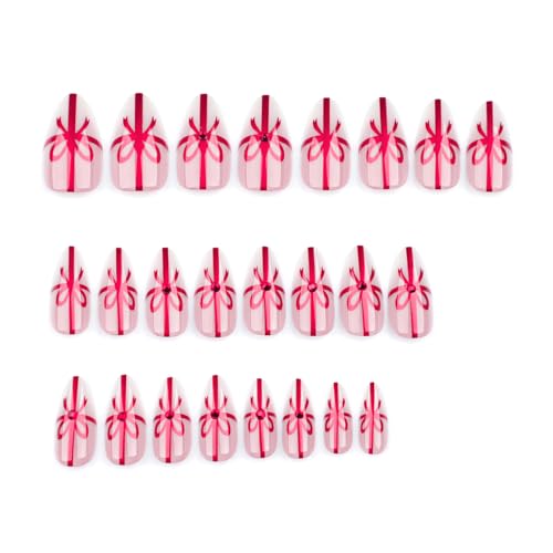 24x/Box Weihnachten Falsche Nägel Bögen Drücken Auf Nägel Kurze Mandel Vollbezüge Kleben Auf Manicures Supplies For Woman von Fahoujs