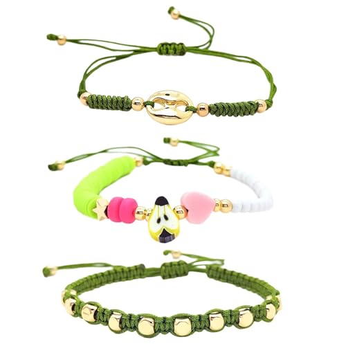 3pcs Ethnische Stile Perlenarmbänder Set Mit Schweine Nasenglasperlen Und Tonfruchtan Charme Für Frauen Freizeitkleidung von Fahoujs