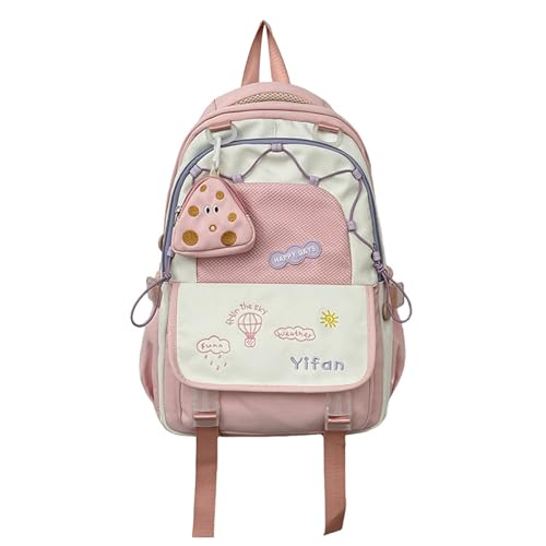 Ästhetische Modekontrast Farbschule Rucksack Für Jugendliche Mädchen Mit Münze Geldbörse Großer Kapazität Nylon Daypack Buchtasche von Fahoujs