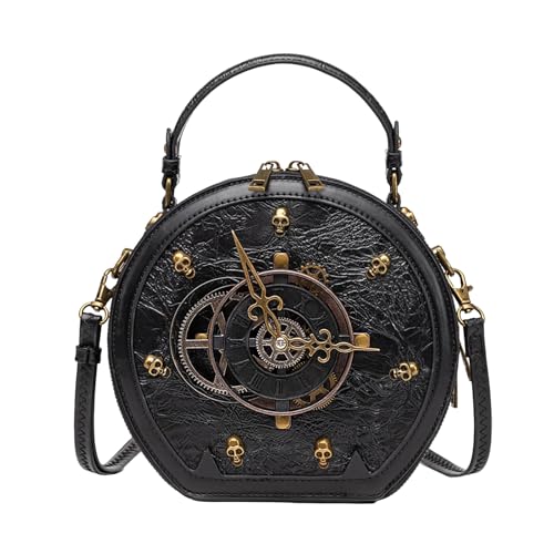 All Matching Crossbody Bag Für Frauen Punk Schulter Stylish Handtasche Retro Uhr Alltag PU Leder Crossbod von Fahoujs