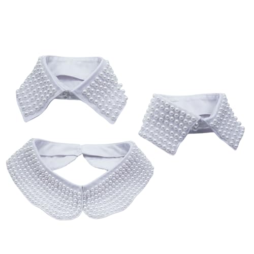 Anspruchsvolle Frauen Perlen Geschmücktes Falsches Kragen Set 3propes Revers Abnehmbare Bluse Halskette Kleidungszubehör Anspruchsvolle Frauen Perlen Geschmücktes Falsches Kragen Set 3propes Revers Abnehmbare Bluse Halskette Kleidungszubehör von Fahoujs